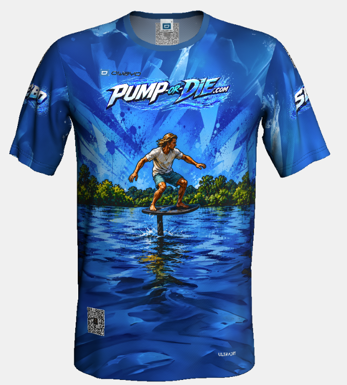 Blaues PUMP-or-DIE Trikot als Graffiti-Designreferenz für den Lifestyle-Bereich